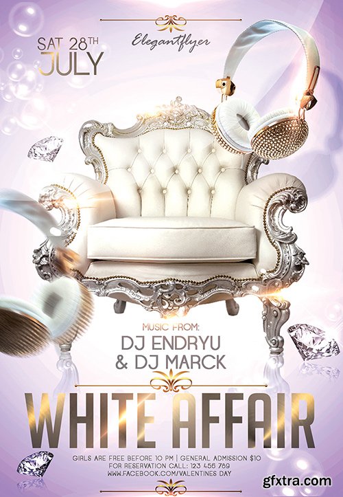 White Affair Party Flyer PSD Template + Facebook Cover