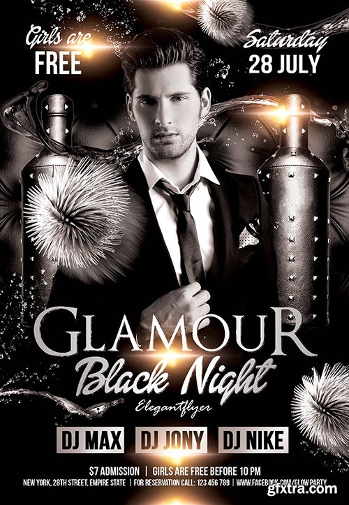 Glamour Black Night Flyer PSD Template + Facebook Cover