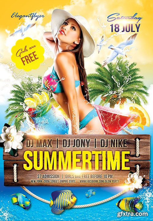 Summertime Flyer PSD Template + Facebook Cover