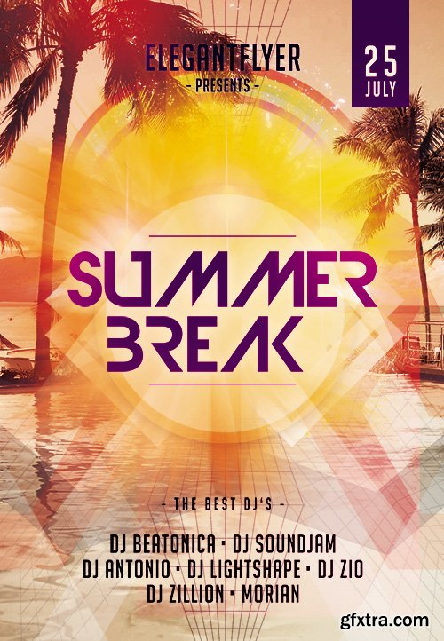 Summer Break Party Flyer PSD Template + Facebook Cover