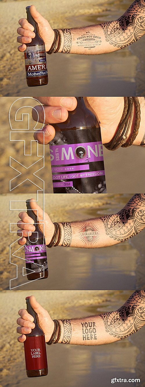 CM - Beer Bottle Tattoo Mockup 330971