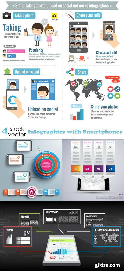 Vectors - Infographics with Smartphones