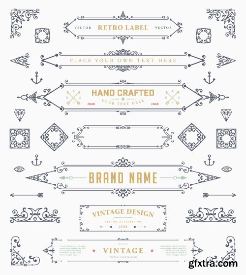 Monogram logos vintage label and decorations elements vector