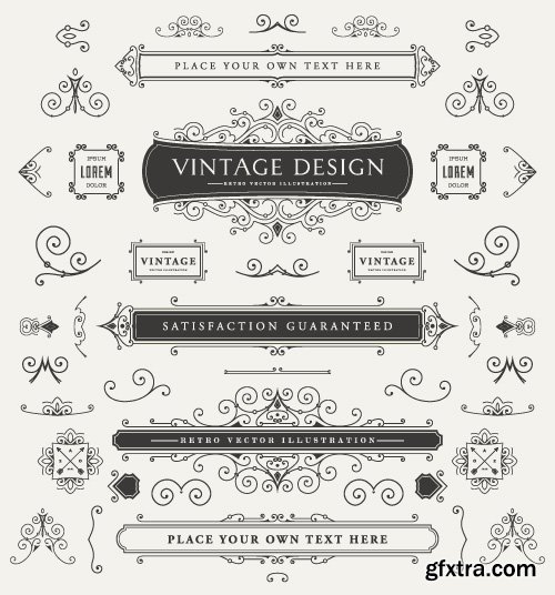 Monogram logos vintage label and decorations elements vector