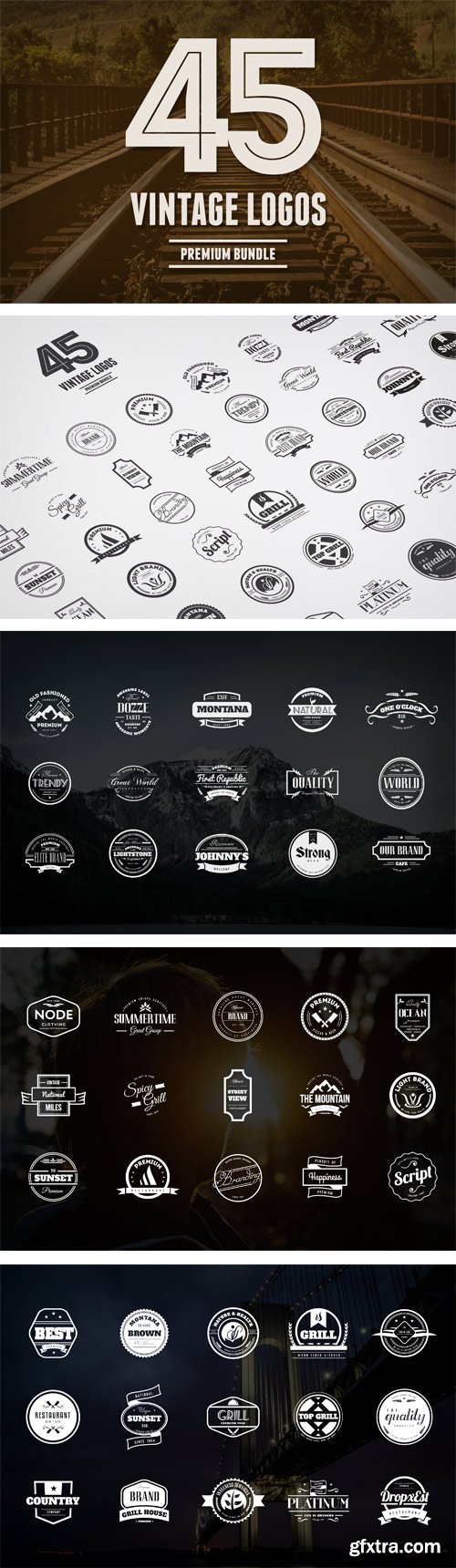 CM 47337 - Bundle 45 Vintage Logos & Badges