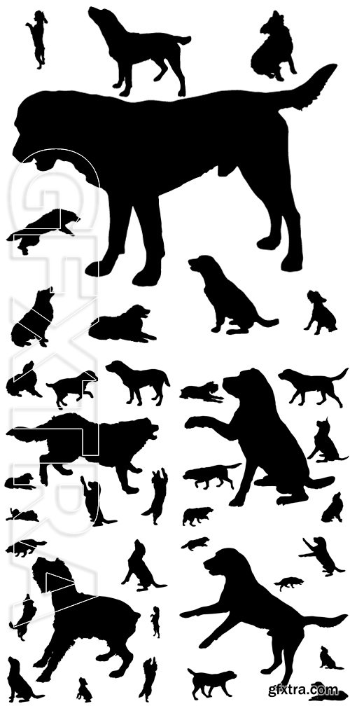 Stock Vectors - Black silhouette of dogs on white background