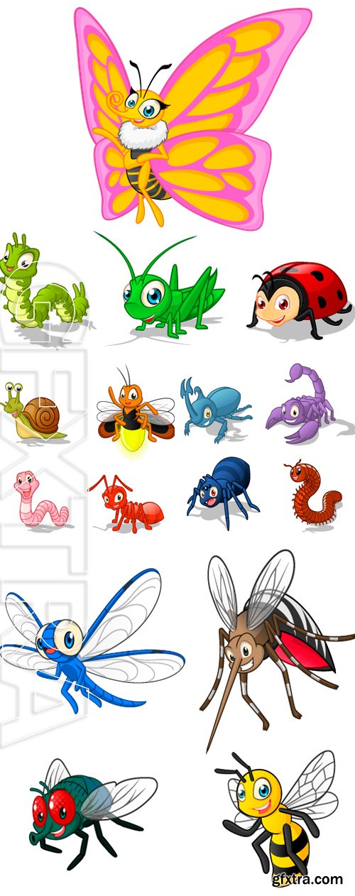 Stock Vectors - High Quality Insect Cartoon Character Vector Illustration