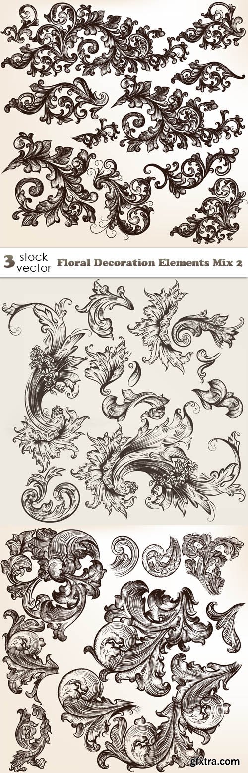 Vectors - Floral Decoration Elements Mix 2