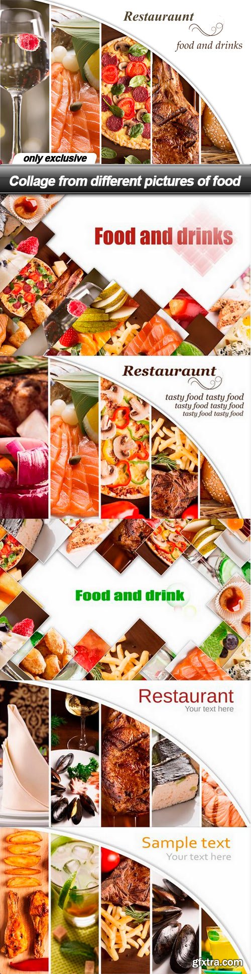 Collage from different pictures of food - 6 UHQ JPEG