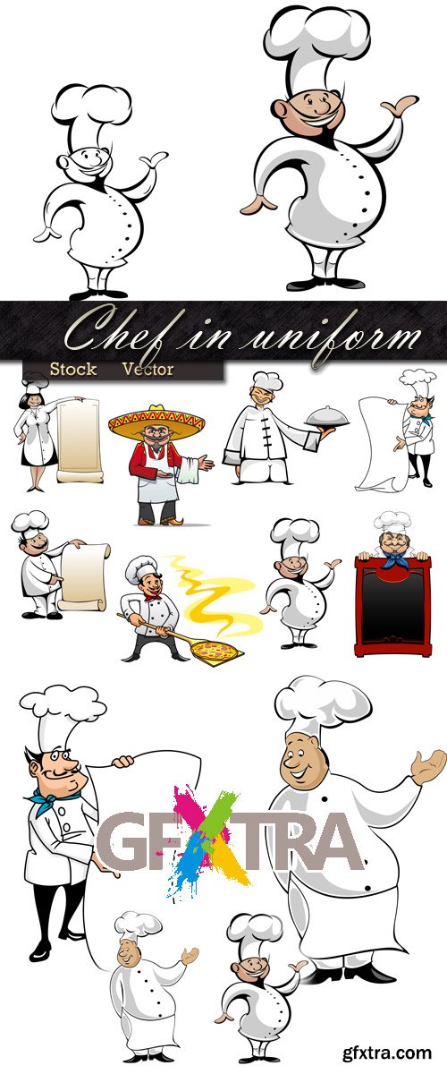 Chef in cap and the menu for a banquet