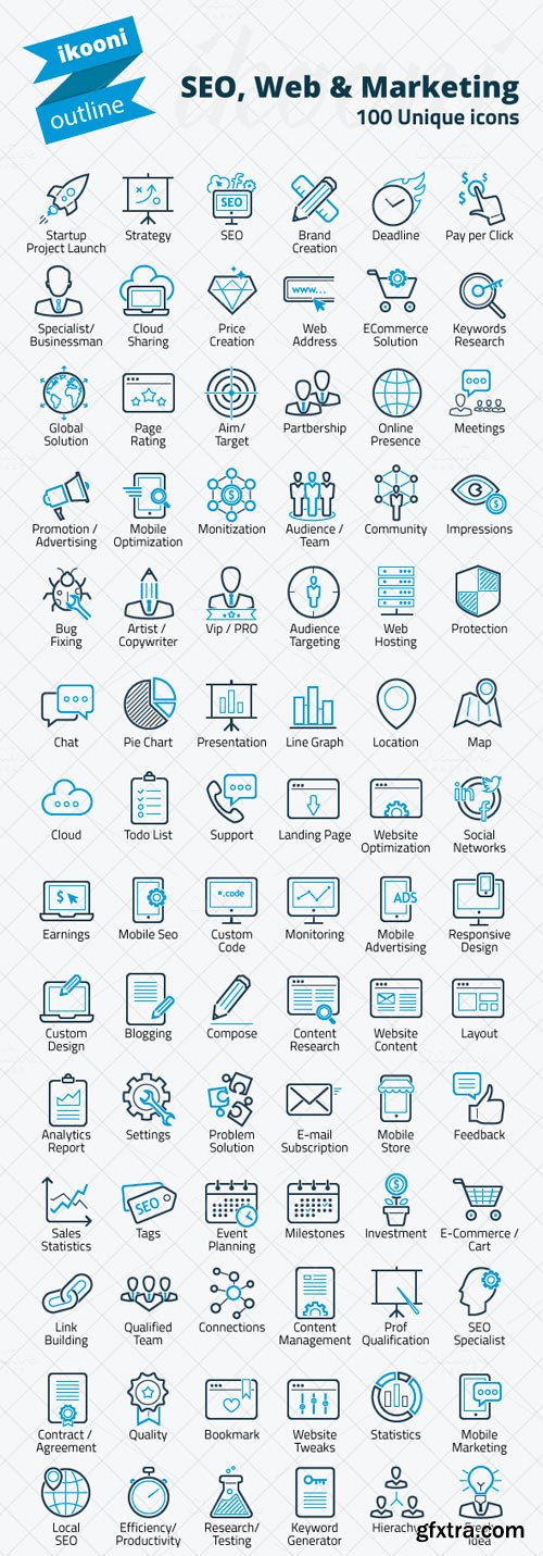 CM 120022 - ikooni outline: SEO, Web & Marketing