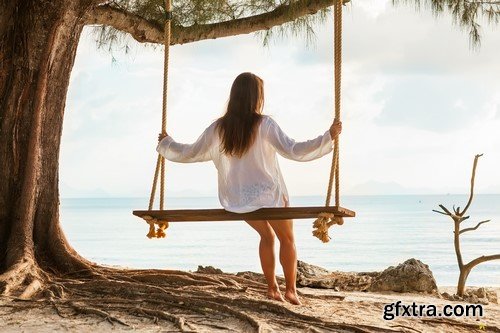 The girl on a swing