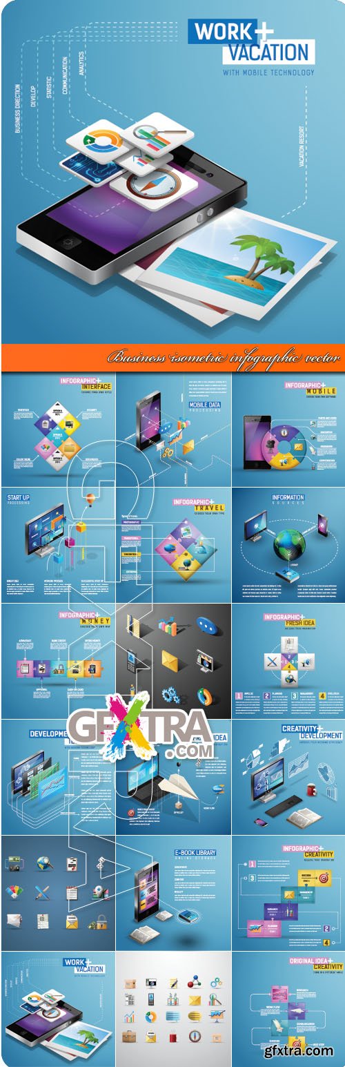 Business isometric infographic vector