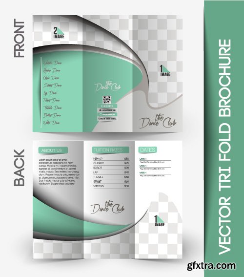 Corporate identity tri fold brochure flyer post card header vector set