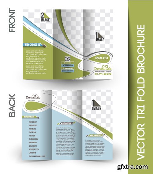 Corporate identity tri fold brochure flyer post card header vector set