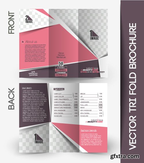 Corporate identity tri fold brochure flyer post card header vector set