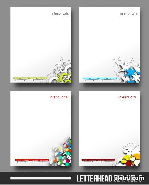 Corporate identity tri fold brochure flyer post card header vector set