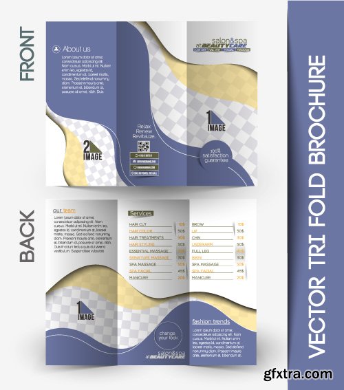 Corporate identity tri fold brochure flyer post card header vector set