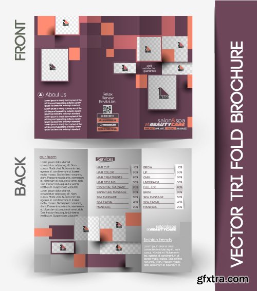 Corporate identity tri fold brochure flyer post card header vector set