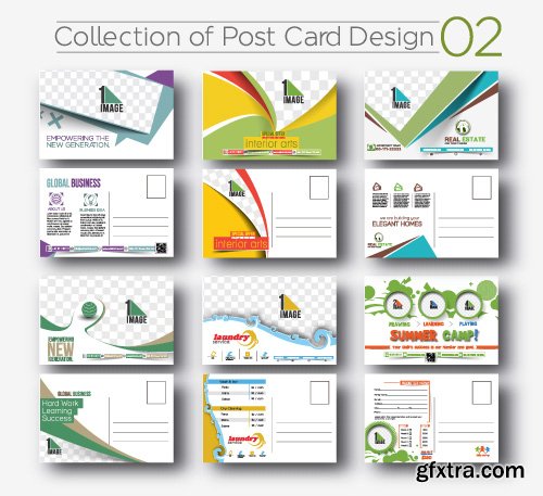 Corporate identity tri fold brochure flyer post card header vector set