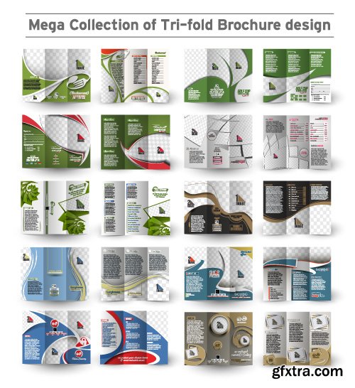 Corporate identity tri fold brochure flyer post card header vector set