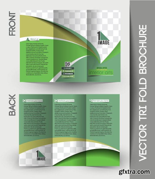 Corporate identity tri fold brochure flyer post card header vector set