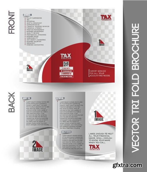 Corporate identity tri fold brochure flyer post card header vector set