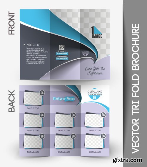 Corporate identity tri fold brochure flyer post card header vector set