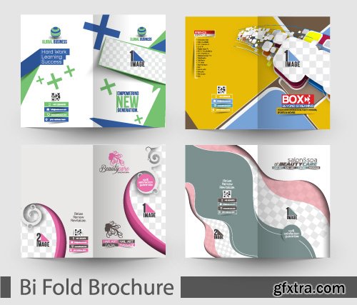 Corporate identity tri fold brochure flyer post card header vector set