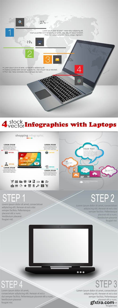 Vectors - Infographics with Laptops