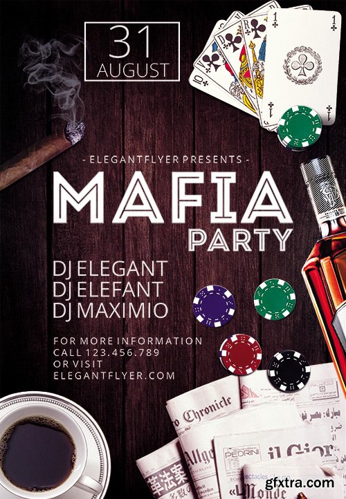 Mafia Party Flyer PSD Template + Facebook Cover