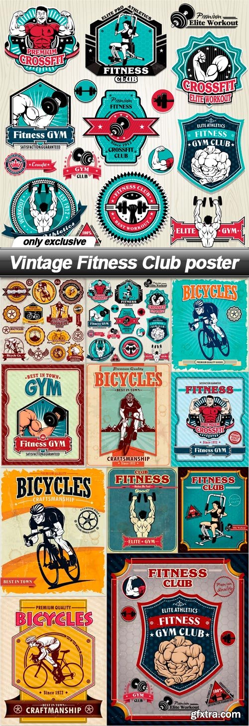 Vintage Fitness Club poster - 11 EPS