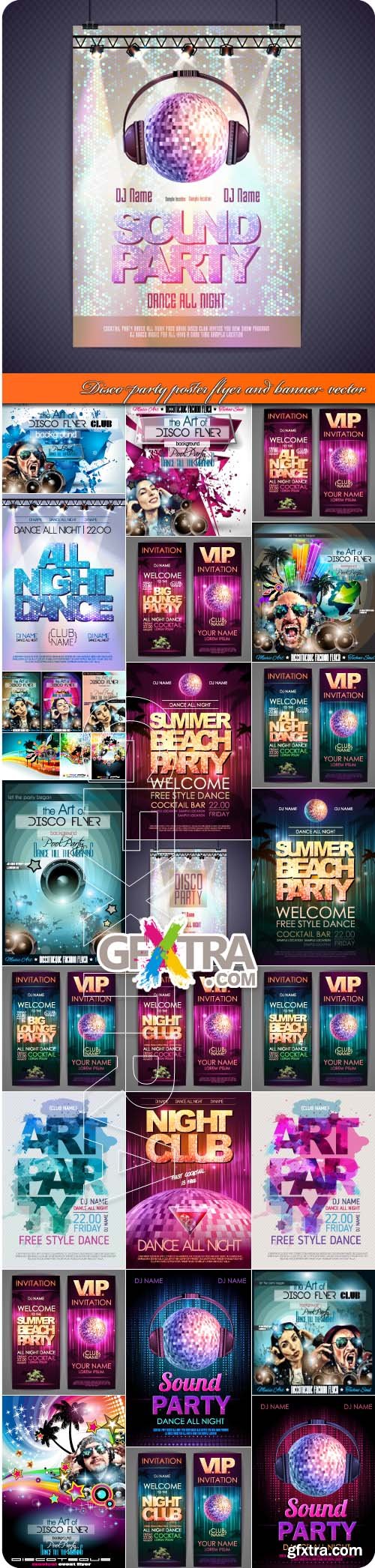 Disco dance party poster flyer and banner vector