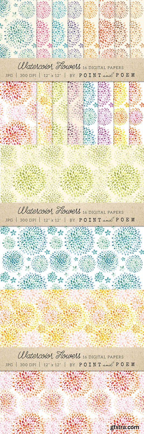 Watercolor Flowers Digital Paper - CM 179125