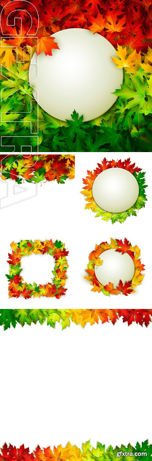 Stock Vectors - Freme for your design on colorful autumn leaves background, vector illustration