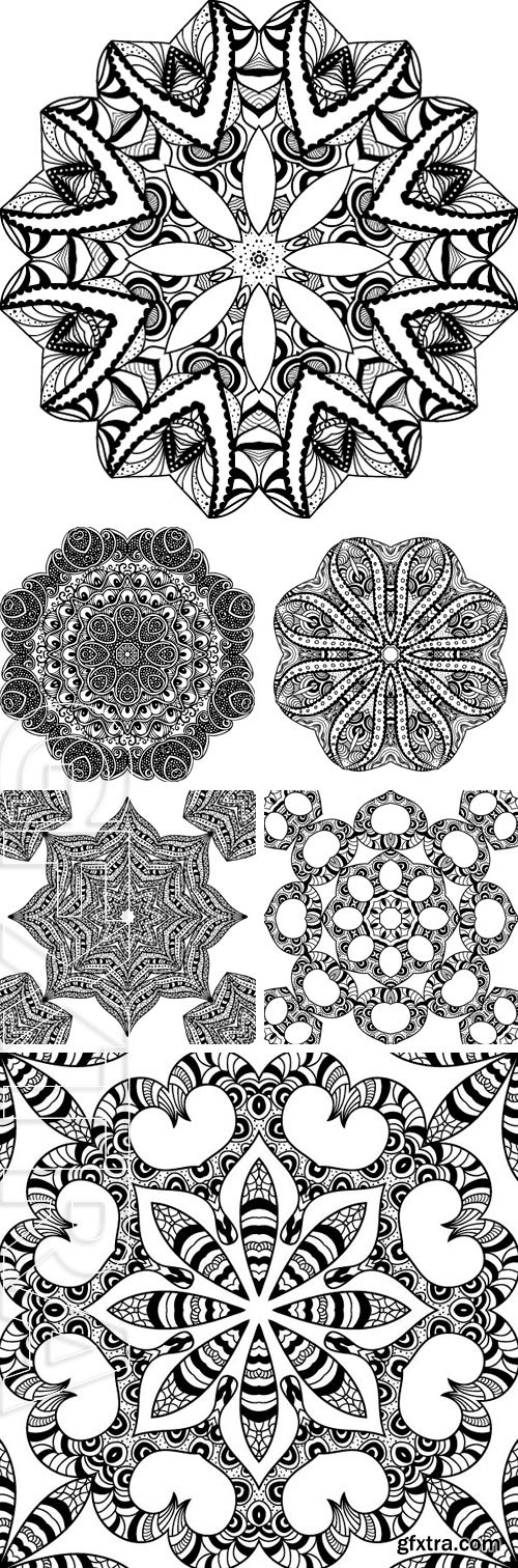 Stock Vectors - Black and white card with mandala ornament. Geometric element. Perfect for birthday and other holiday, any other kind of design, kaleidoscope, medallion, arabic design