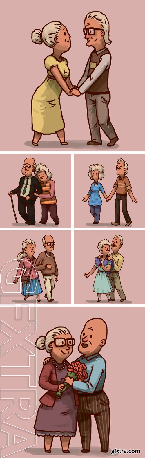 Stock Vectors - Happy old couple, vector