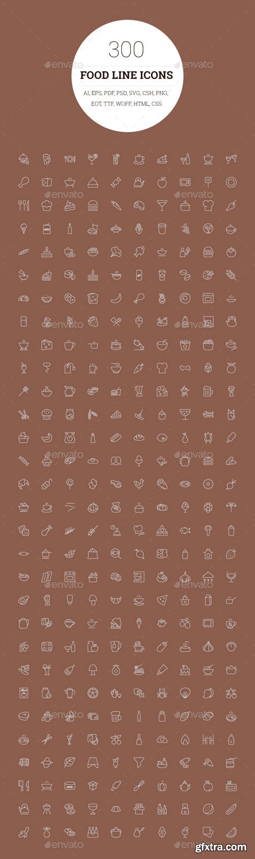 CM 114562 - 300 Food Line Icons