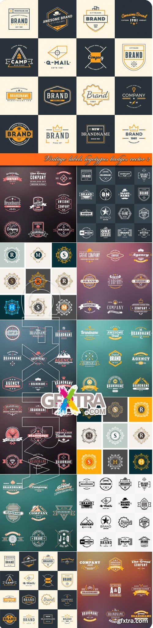 Vintage labels logotypes badges vector 2