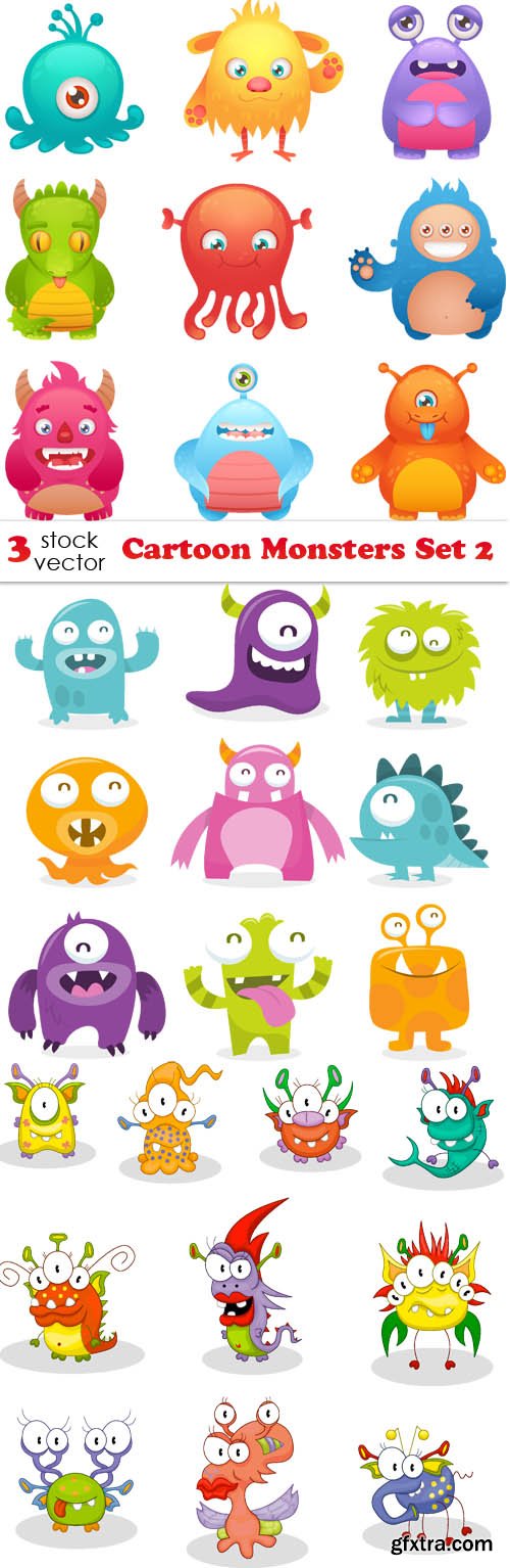 Vectors - Cartoon Monsters Set 2