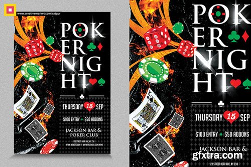 CreativeMarket Poker Night Flyer V1