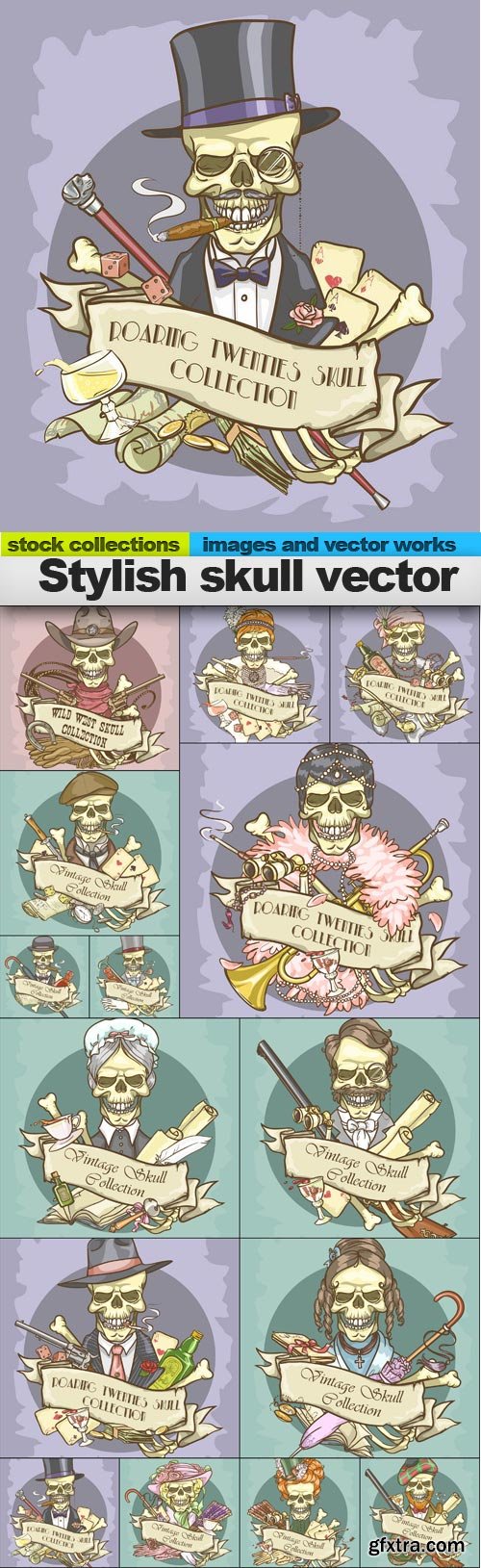 Stylish skull vector, 15 x EPS