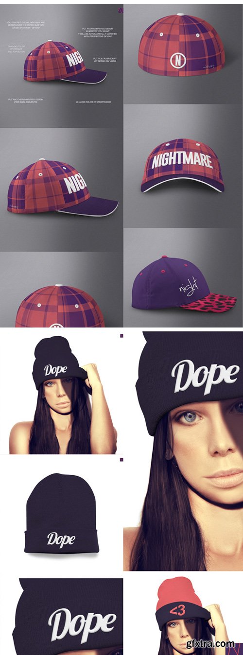 CM 223975 - CAPS & HATS MOCK-UPs BUNDLE | 7 in 1