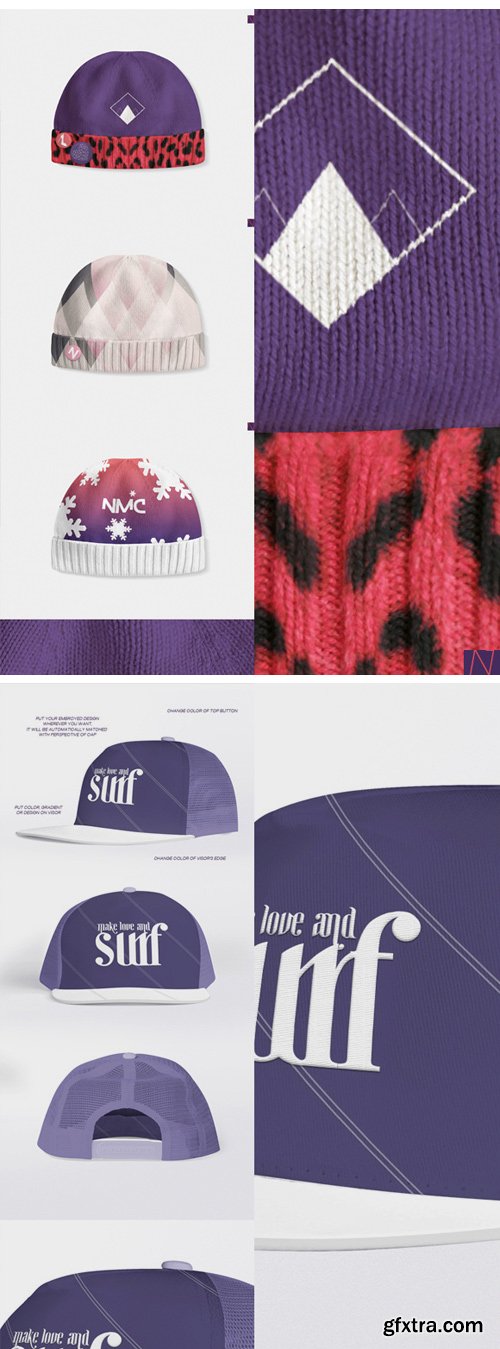 CM 223975 - CAPS & HATS MOCK-UPs BUNDLE | 7 in 1