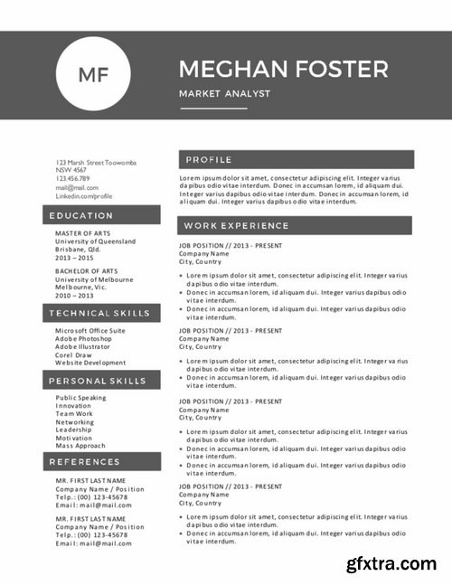 CM - Black white Word resume bundle 334123