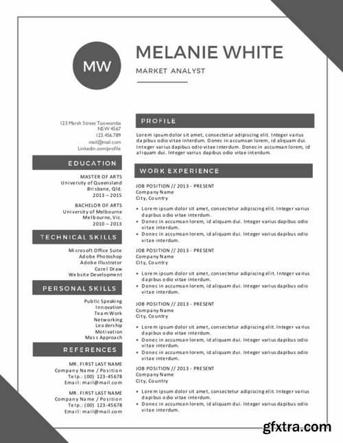 CM - Black white Word resume bundle 334123