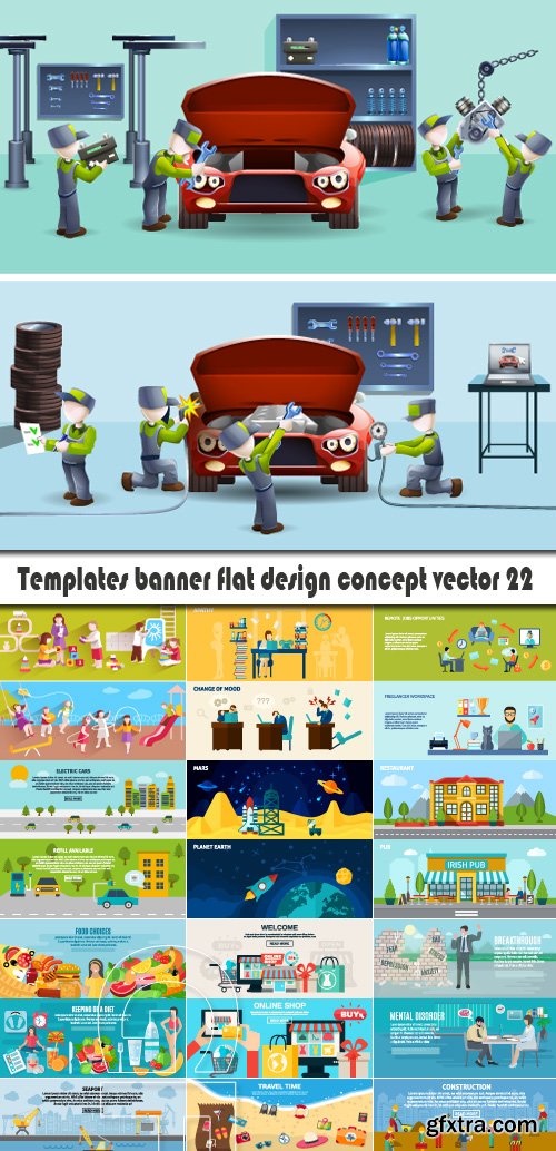 Templates banner flat design concept vector 22