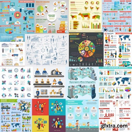 Collection of vector image conceptual business infographics #10-25 Eps