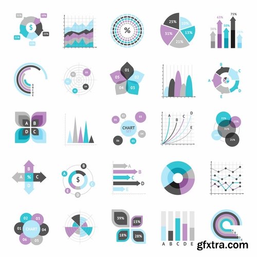 Collection of vector image conceptual business infographics #10-25 Eps