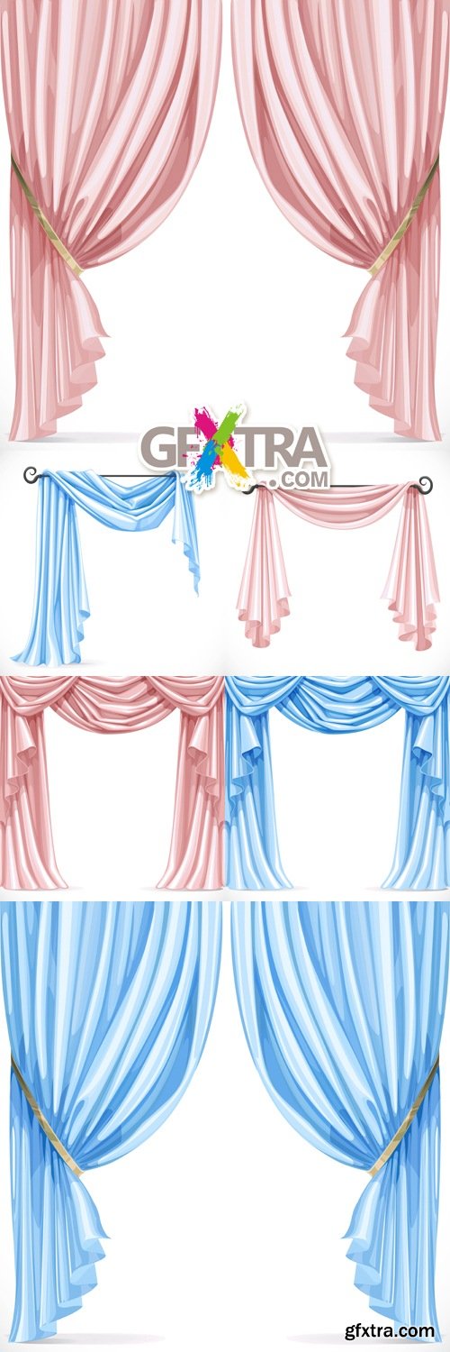 Pink & Blue Curtains Vector